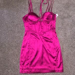 Aqua Hot Pink Corset Mini Dress